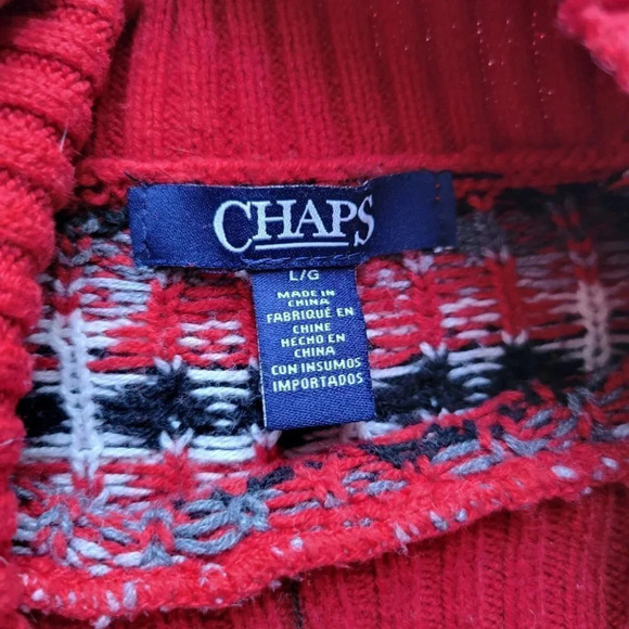 Chaps Fair Isle Festive Red  Knit Sweater - Picture 5 of 10